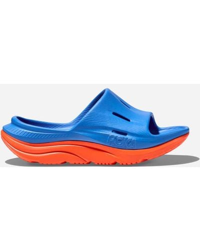 Hoka One One Ora Recovery Slide 3 Chaussures pour Enfant en Coastal Sky/Vibrant Orange Taille 40 2/3 | Récupération - Bleu
