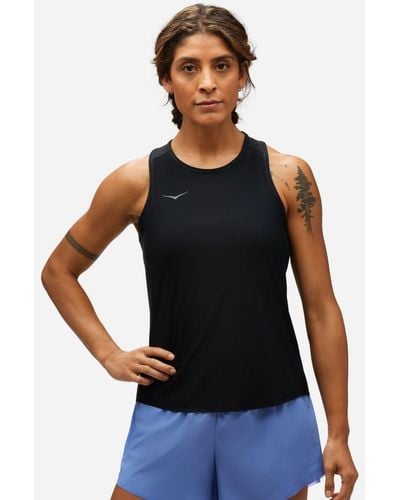 Hoka One One Débardeur de running Airolite pour Femme en Black Taille L | T-Shirts À Manches Courtes - Blanc