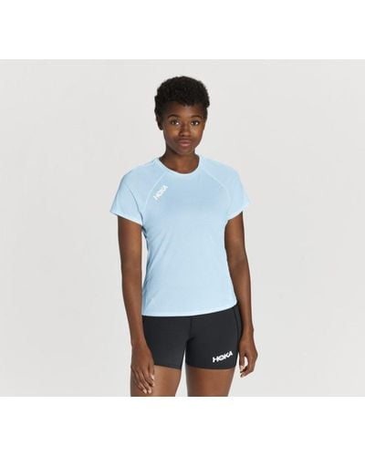 Hoka One One T-shirt à manches courtes Glide pour Femme en Summer Song Taille S | T-Shirts À Manches Courtes - Bleu