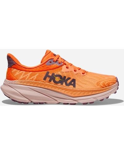 Hoka One One Challenger 7 Schuhe für Damen in Mock Orange/Vibrant Orange Größe 40 2/3 | Straße - Grau