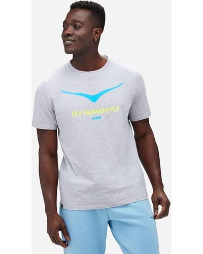 Hoka One One Topo Logo T-Shirt für Herren in Heather Grey Größe S | Kurzarmshirts - Weiß
