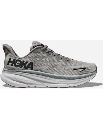 Hoka One One Clifton 9 Chaussures en Harbor Mist/Black Taille 46 2/3 Regular | Route - Gris