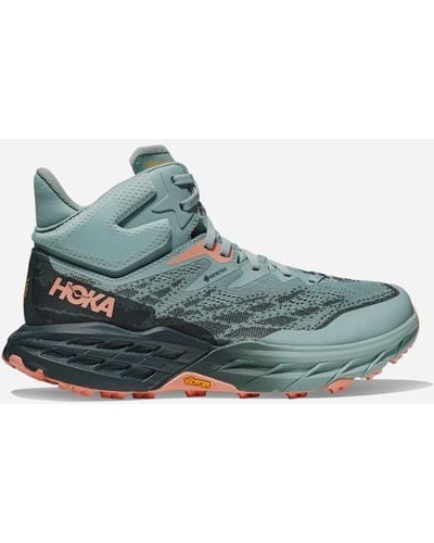 Hoka One One Speedgoat 5 Mid GORE-TEX Chaussures pour Femme en Agave/Spruce Taille 36 2/3 | Trail - Bleu