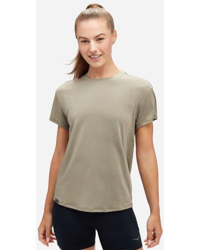 Hoka One One Essential T-Shirt für Damen in Olive Haze Größe L | Kurzarmshirts - Natur