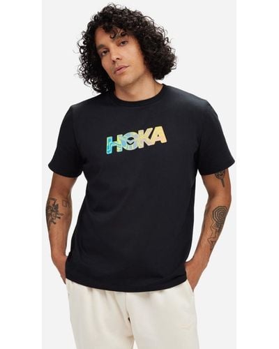 Hoka One One Topo Logo T-Shirt für Herren in Black Größe L | Kurzarmshirts - Blau
