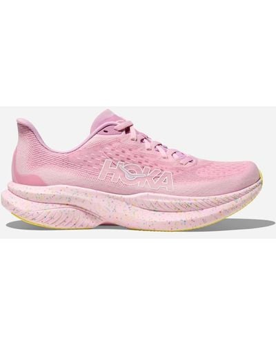 Hoka One One Mach 6 Chaussures pour Femme en Pink Twilight/Lemonade Taille 44 | Route - Rose