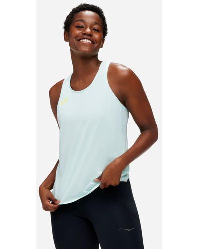 Hoka One One Débardeur pour Femme en Sunlit Ocean Taille XL | Débardeurs - Blanc