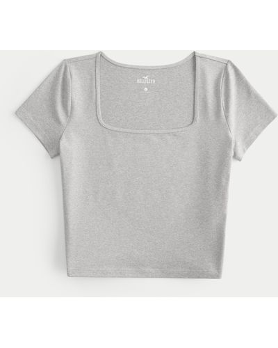 Hollister Soft Stretch Seamless Fabric Square-neck T-shirt - Grey