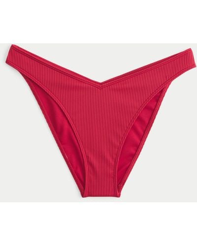 Hollister Gerippte Cheeky Bikinihose mit hohem Bein und V-förmiger Taille - Pink