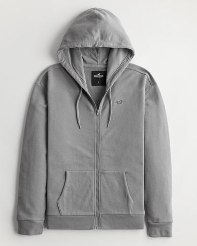 Hollister Relaxed Full-zip Logo Icon Hoodie - Grey