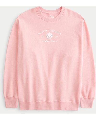Hollister Oversized-Frottee-Sweatshirt mit Saint Tropez France-Grafik - Pink