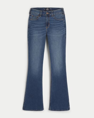 Hollister Mid Rise Bootcut-Jeans in mittlerer Waschung - Blau
