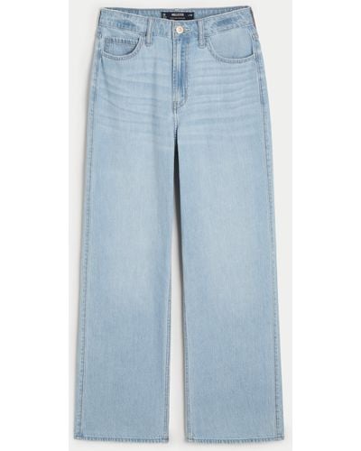 Hollister Leichte Ultra High Rise Jeans in Baggy Fit in heller Waschung - Blau