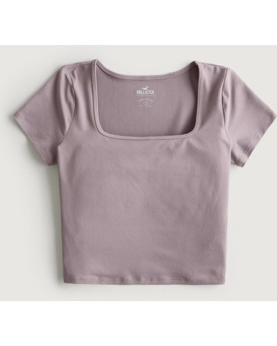 Hollister Seamless Fabric Square-neck Baby Tee - Grey