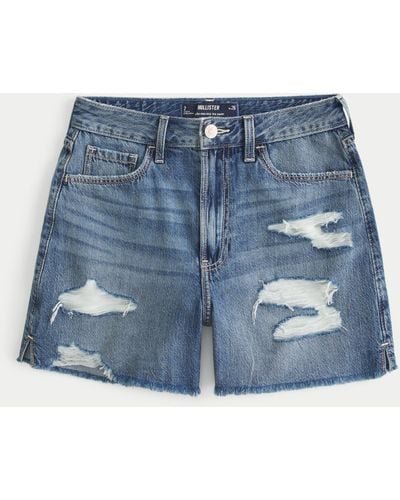 Hollister Ultra-High-Rise Jeans-Shorts im Stil der 90er in mittlerer Waschung, 13 cm - Blau
