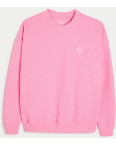 Hollister Gilly Hicks Smile Series Oversized Crew Sweatshirt - Pink