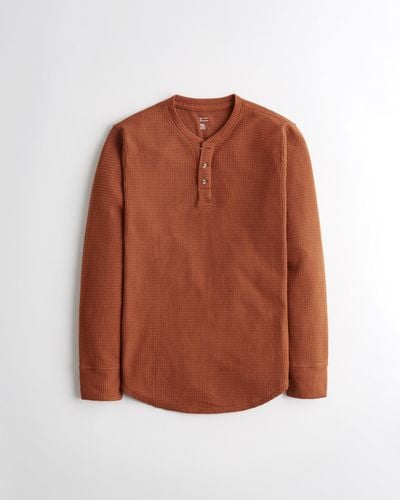 Hollister Gilly Hicks Waffle Henley Top - Brown