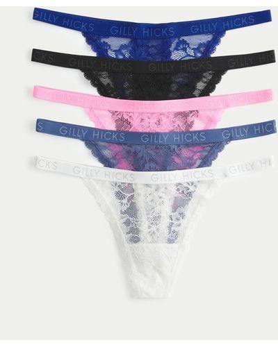 Hollister Gilly Hicks Lace Thong Underwear 5-pack - Blue