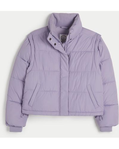 Hollister Gilly Hicks Convertible Puffer Jacket - Purple