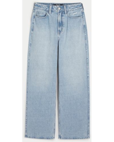 Hollister Ultra High Rise Baggy-Jeans in heller Waschung - Blau