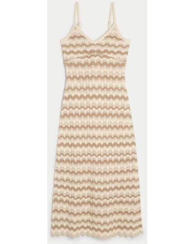Hollister Crochet-style Midi Dress - Natural