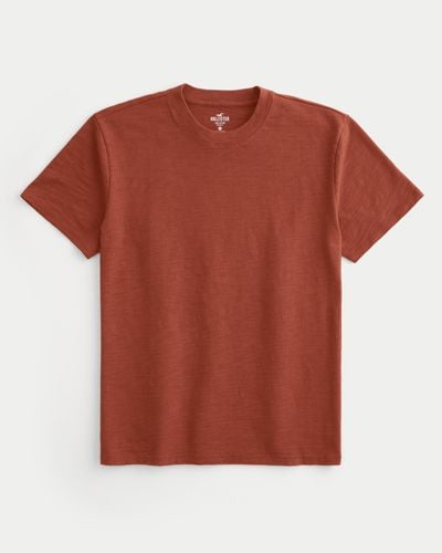 Hollister Lässiges T-Shirt aus Baumwoll-Flammengarn mit Rundhalsausschnitt - Rot