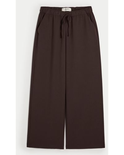 Hollister Adjustable Rise Pull-on Wide-leg Trousers - Brown