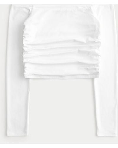 Hollister Soft Stretch Seamless Fabric Off-the-shoulder Shirred Top - White