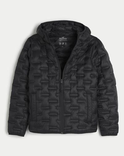 Hollister Zip-up Hooded Puffer Jacket - Black