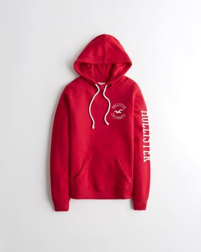 Hollister Logo Graphic Hoodie - Red
