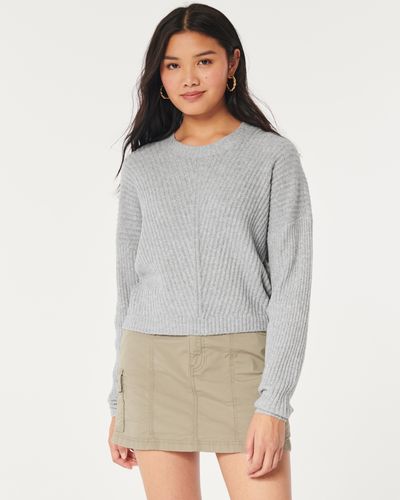 Hollister Easy Cosy Ribbed Crew Jumper - Grey