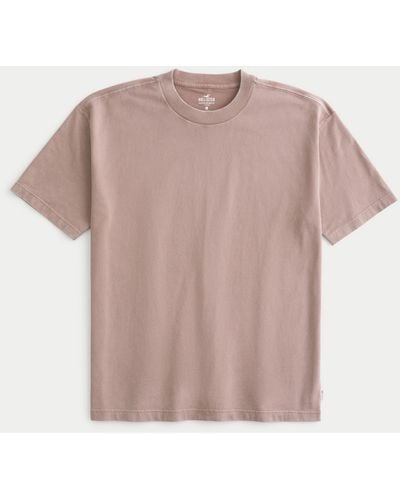 Hollister Heavyweight Boxy Cotton Crew T-shirt - Pink