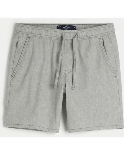 Hollister Linen Blend Pull-on Shorts 7" - Grey