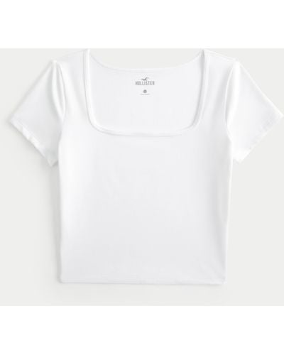 Hollister Soft Stretch Seamless Fabric Square Neck T-shirt - White