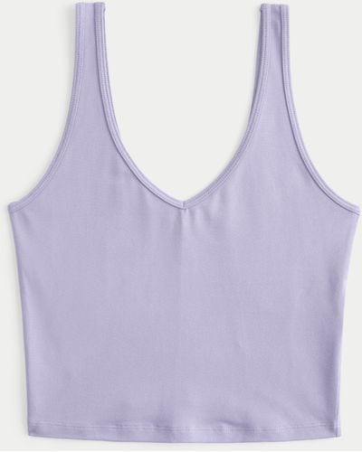Hollister Soft Stretch Seamless Fabric Crop V-neck Tank - Purple