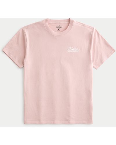 Hollister Relaxed Logo Graphic Tee - Pink
