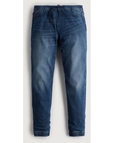 Hollister Dark Wash Just Like Knit Relaxed Denim Joggers - Blue