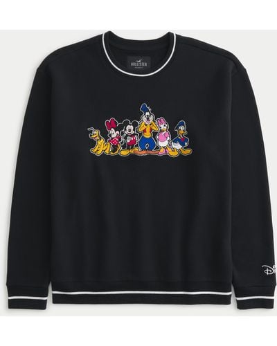 Hollister Lässiger Pullover mit Rundhalsausschnitt und Disney-Figuren-Grafik - Schwarz