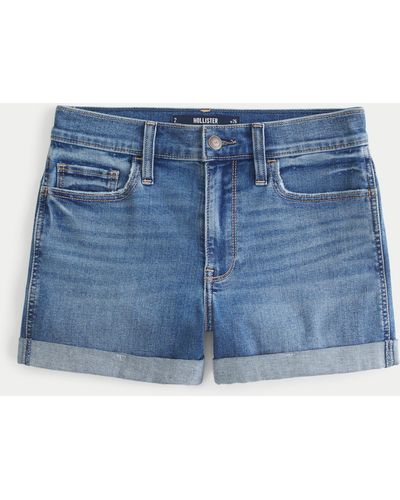 Hollister High-Rise-Jeans-Shorts in mittlerer Waschung - Blau