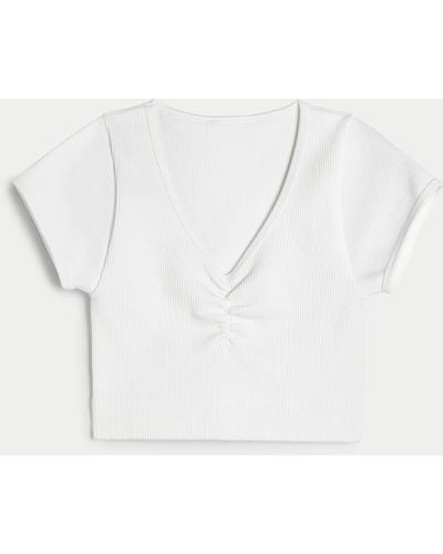Hollister Gilly Hicks Ribbed Seamless Fabric Cinched Top - White