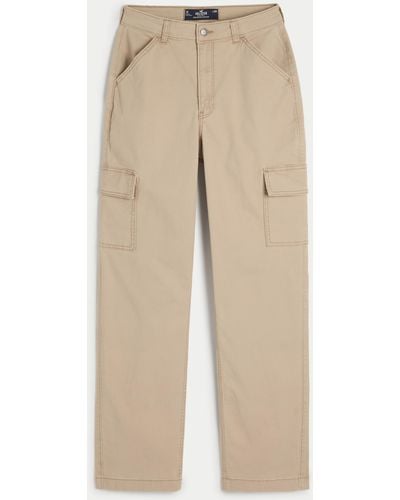 Hollister Ultra High Rise Dad-Cargohose - Natur