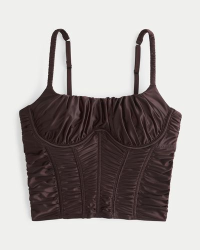 Hollister Gilly Hicks Ruched Satin Bustier - Brown