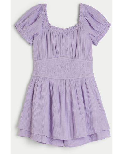 Hollister Hollister Saidie On-or-off-shoulder Romper - Purple