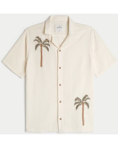 Hollister Boxy Embroidered Palm Graphic Shirt - Natural