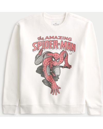 Hollister Relaxed Spider-man Graphic Crew Sweatshirt - White