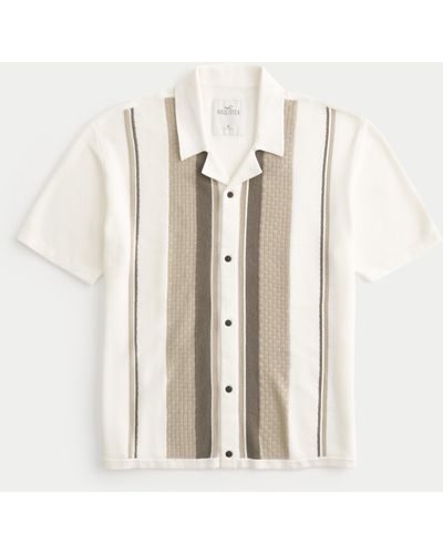 Hollister Short-sleeve Button-through Jumper Shirt - Natural