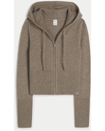 Hollister Gilly Hicks Sweater-knit Full-zip Hoodie - Brown