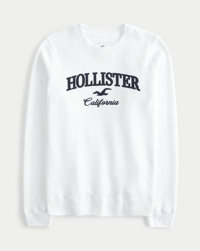 Hollister Sweatshirt mit Logografik und Rundhalsausschnitt - Weiß