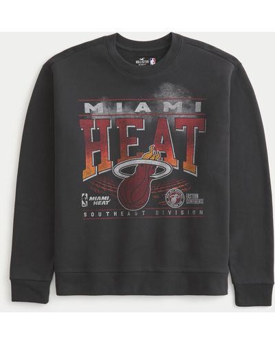 Hollister Relaxed Miami Heat Graphic Crew Sweatshirt - Black