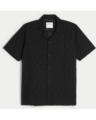 Hollister Relaxed Short-sleeve Lace Shirt - Black